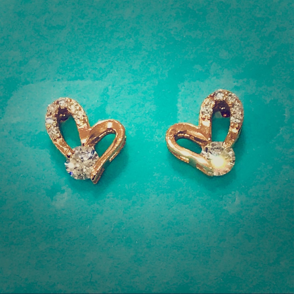 Rose gold and zirconia heart shape earrings